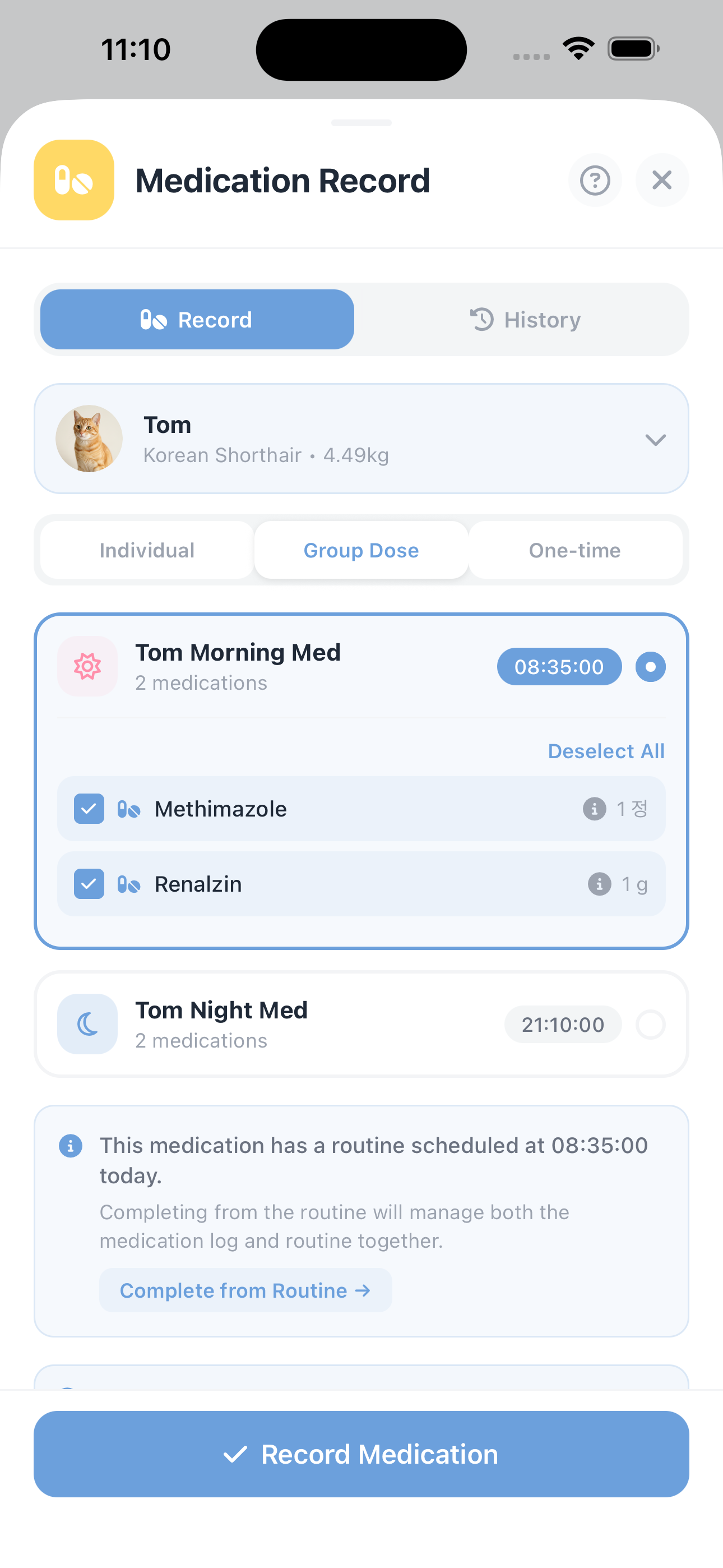 Medication schedule